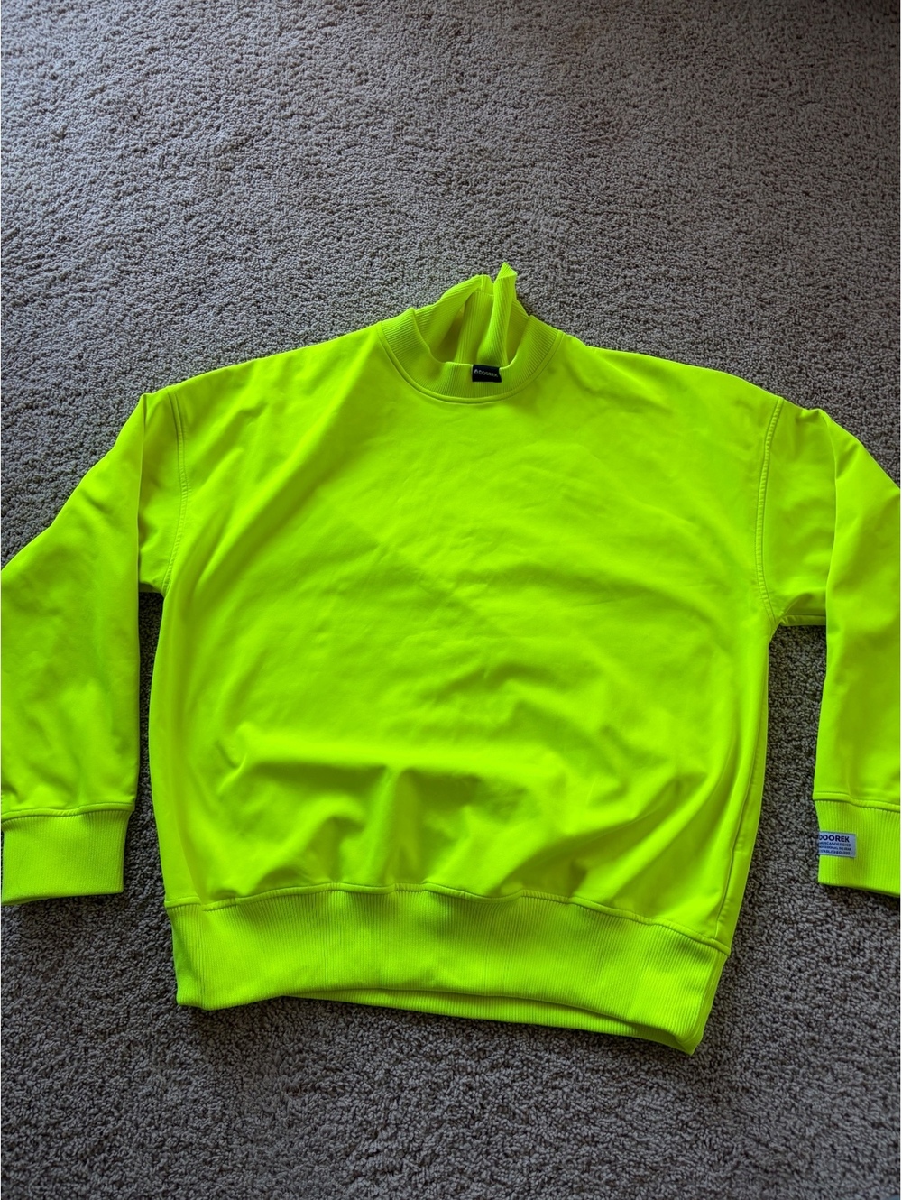 Men's fluorescent yellow Doorek Evermore Outdoor Sports Sweatshirt mock collar L